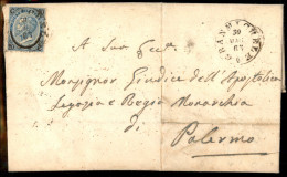 Regno - Vittorio Emanuele II - Granmichele (P.ti 9) Su 20 Cent Su 15 (23) - Lettera Per Palermo Del 30.5.65 - Sonstige & Ohne Zuordnung