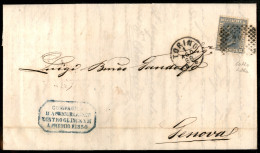 Regno - Vittorio Emanuele II - 20 Cent Tiratura Di Londra (L26a) Isolato Su Lettera Da Torino Per Genova Del 1 Ago. 68 - - Otros & Sin Clasificación