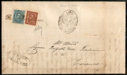 Regno - Umberto I - 2 Cent Vitt. Em. II + 5 Cent Umberto I (15 + 37) Su Piego Annullati Con Bollo Corsivo Rocca Santa Ma - Autres & Non Classés