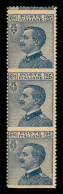 Regno - Vittorio Emanuele III - 1908 - 25 Cent Michetti (83 Varietà G + 83 F) - Striscia Di Tre Non Dentellata In Orizzo - Other & Unclassified