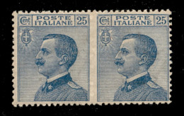 Regno - Vittorio Emanuele III - 1908 - 25 Cent Michetti (83l) - Coppia Orizzontale Non Dentellata Al Centro - Gomma Inte - Otros & Sin Clasificación