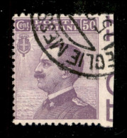 Regno - Vittorio Emanuele III - 1908 - 50 Cent Michetti (85i) - Non Dentellato A Destra - Usato - Andere & Zonder Classificatie