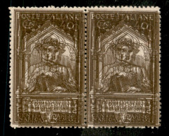 Regno - Vittorio Emanuele III - 1921 - Dante Alighieri Coppia 40 Cent Varietà Doppia Stampa (118c) Gomma Integra - Other & Unclassified