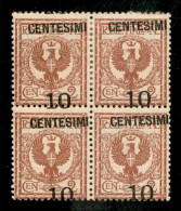 Regno - Vittorio Emanuele III - 1923/27 - Floreale Quartina 10 Cent Su 2 Con Soprastampa Fortemente Spostata In Basso -  - Other & Unclassified