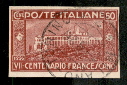 Regno - Vittorio Emanuele III - 1926 - San Francesco 60 Cent Non Dentellato (195c) Usato - Other & Unclassified