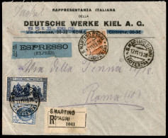 Regno - Vittorio Emanuele III - Raccomandata Espresso Da S. Martino A Roma Del 17.11.1919 (199 + 202 + 205) - Sonstige & Ohne Zuordnung