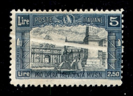 Regno - Vittorio Emanuele III - 1926 - 5 Lire + 2,50 Lire Milizia (209 - Varietà) - Piega Diagonale Di Carta Successiva  - Altri & Non Classificati