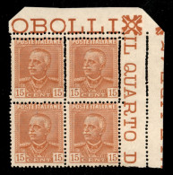 Regno - Vittorio Emanuele III - 1929 - Effigie Di Vitt. Em. III In Quartina 15 Cent - I Due Esemplari Superiori Con Dopp - Autres & Non Classés