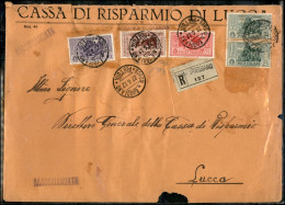 Regno - Vittorio Emanuele III - Garibaldi (317 Due + 319 + 320 + 323) - Bustone Raccomandato Da Borgo Buggiano A Lucca D - Otros & Sin Clasificación