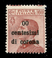 Occupazioni I Guerra Mondiale - Trento E Trieste - 1919 - 60 Cent Su 60 Cent (10l) - Errore "00" Centesimi - Gomma Origi - Sonstige & Ohne Zuordnung