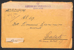 Occupazioni I Guerra Mondiale - Dalmazia - Spalato/R. Direzione Marittima Della Dalmazia (in Viola) - Busta Raccomandata - Autres & Non Classés