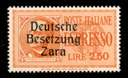 Occupazioni Straniere Di Territori Italiani - Occupazione Tedesca - Zara - 1943 - 2.50 Lire (2g Varietà) Con Soprastampa - Otros & Sin Clasificación