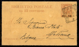 Uffici Postali All'Estero - Levante - Tripoli Di Barberia - 15 Cent Su 20 (9) - Biglietto Postale Da Tripoli Di Barberia - Autres & Non Classés