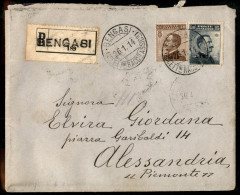 Colonie - Libia - 40 Cent (8) + 15 Cent (5) - Raccomandata Da Bengasi A Alessandria Del 26.1.1914 - Autres & Non Classés