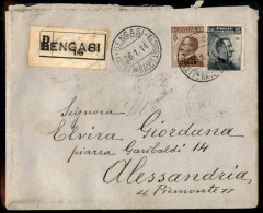 Colonie - Libia - 40 Cent (8) + 15 Cent (5) - Raccomandata Da Bengasi A Alessandria Del 26.1.1914 - Otros & Sin Clasificación