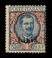 Colonie - Libia - 1915 - 5 Lire Floreale (11) - Gomma Originale E Traccia Di Linguella - Otros & Sin Clasificación