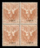 Colonie - Libia - 1916 - 20 Cent Croce Rossa (16ac) In Quartina - Soprastampa Sottile In Basso - Gomma Integra - Otros & Sin Clasificación