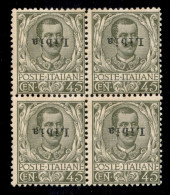 Colonie - Libia - 1917 - 45 Cent Floreale (18a) - Quartina Con Soprastampe Capovolte - Gomma Integra - Diena + Cert. AG - Sonstige & Ohne Zuordnung