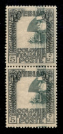 Colonie - Libia - 1921 - 5 Cent Pittorica (23g) - Coppia Verticale Con Centri Molto Spostati A Destra (4 Mm.) E In Alto  - Otros & Sin Clasificación