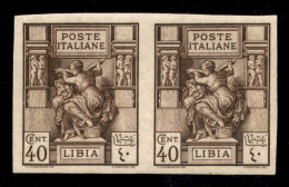 Colonie - Libia - 1923 - 40 Cent Sibilla (41b) - Coppia Orizzontale Non Dentellata - Gomma Integra - Other & Unclassified