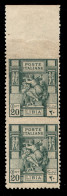 Colonie - Libia - 1926 - 20 Cent Sibilla (54f) - Coppia Verticale Bordo Foglio - Non Dentellata In Alto E Al Centro - Go - Sonstige & Ohne Zuordnung