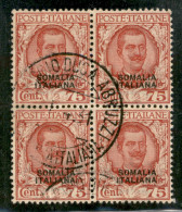 Colonie - Somalia - 1926 - 75 Cent Floreale (98) - Quartina Usata - Ottimamente Centrata - Sonstige & Ohne Zuordnung