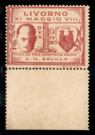 Emissioni Locali - Livorno - 1930 - 30 Cent (1c) Bordo Foglio (pos. 36 -  Belf Rte) - Punto Tra A  E L - Gomma Integra - - Sonstige & Ohne Zuordnung