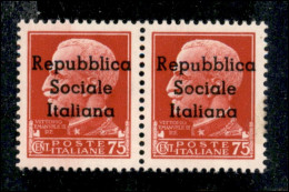 Emissioni Locali - Teramo - 1944 - 75 Cent (7 + 7 L) In Coppia Con U Più Piccola A Destra - Gomma Integra - Raybaudi + C - Other & Unclassified