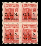 C.L.N. - Ponte Chiasso - 1945 - 20 Cent (3 + 3ba) - Quartina Con C Punto Piccolo Nella Coppia Di Destra - Gomma Integra - Sonstige & Ohne Zuordnung