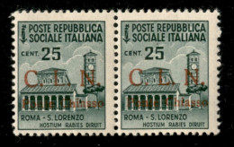 C.L.N. - Ponte Chiasso - 1945 - 25 Cent (4 + 4ba) In Coppia Con C Punto Piccolo A Destra - Gomma Integra - Non Catalogat - Other & Unclassified