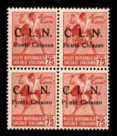 C.L.N. - Ponte Chiasso - 1945 - 75 Cent (7) In Quartina - L Difettoso (in Basso A Destra) - Gomma Integra - Otros & Sin Clasificación