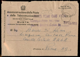 1955 - Busta Di Servizio Delle Poste Con Timbro "posta Recuperata" Relativa All'incidente Aereo Sul Monte Terminillo Del - Autres & Non Classés