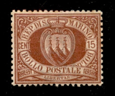 San Marino - 1894 - 15 Cent Stemma (15) - Gomma Originale - Ottimamente Centrato - Other & Unclassified