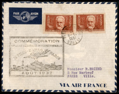 Europa - Francia - 1937 (20 Agosto) - Istres Damasco Parigi - Muller 409 - Aerogramma Del Volo - Otros & Sin Clasificación