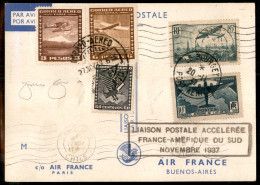 Europa - Francia - Volo Francia Sud America - Cartolina Del Volo Affrancata 10 Franchi (321) + 85 Cent Aerea (A8) Da Le  - Otros & Sin Clasificación