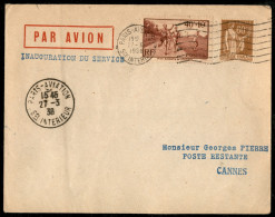 Europa - Francia - 1938 (27 Marzo) - Parigi Cannes - Aerogramma Del Volo - Otros & Sin Clasificación