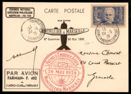 Europa - Francia - 1939 (30 Maggio) - Montpellier Marsiglia - Muller 454 - Cartolina Per Grenoble - Other & Unclassified