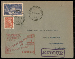 Europa - Francia - 1939 (1 Giugno) - Francia Finlandia - Muller 456 - Aerogramma Del Volo - Otros & Sin Clasificación