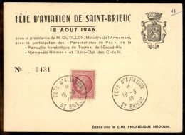 Europa - Francia - 1946 (18 Agosto) - Saint Brieuc/Festa D'Aviazione - Muller 351 - Cartolina Ufficiale - Autres & Non Classés