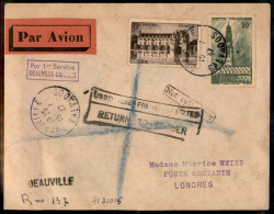 Europa - Francia - 1947 (15 Luglio) - Deauville Londra - Muller 606 - Aerogramma Del Volo - Otros & Sin Clasificación