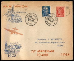 Europa - Francia - 1948 (19 Agosto) - Marsiglia Algeri - Muller 655 - Aerogramma Del Volo - Andere & Zonder Classificatie