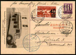 Europa - Svizzera - 1937 (1 Agosto) - Zurigo Slitten - Muller 404 - Cartolina Postale Del Volo - Otros & Sin Clasificación