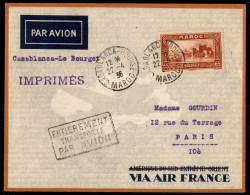 Oltremare - Marocco - 1936 (22 Aprile) - Casablanca Parigi - Muller 28 - Aerogramma Del Volo - Altri & Non Classificati