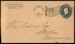 Oltremare - Stati Uniti D'America - New York N.Y. 1898 P (senza Data Al Centro) - Busta Postale Da 1 Cent Per Stettino - Other & Unclassified
