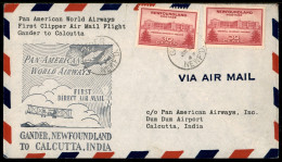 Oltremare - Terranova - 1947 (28 Giugno) - Gander Calcutta - Aerogramma Del Volo - Altri & Non Classificati