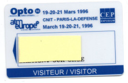 Carte Salon Badge OPTO 1996 Card FRANCE Karte (F 627) - Cartes De Salon Et Démonstration