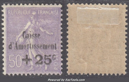 Variété Sans Point Sur Le 'i' D'Amortissement Sur 50c De La 5ème Série Caisse Neuf  * TB (Y&T N° 276a, Cote 225€) - 1927-31 Sinking Fund