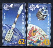 BULGARIE 1991, EUROPA, ESPACE, Satellite, Fusée Ariane, 2 Valeurs, Neufs / Mint NMU. R556 - 1991
