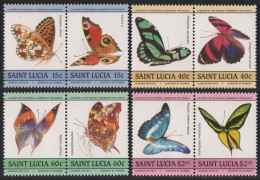 St. Lucia 1985 - Mi-Nr. 732-739 ** - MNH - Schmetterlinge / Butterflies - St.Lucie (1979-...)
