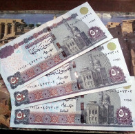 EGYPT, 3 Consecutive 50 POUNDS Banknotes , 2023, Sign # 27, New Governor Hassan Abdullah, UNC - Egypt